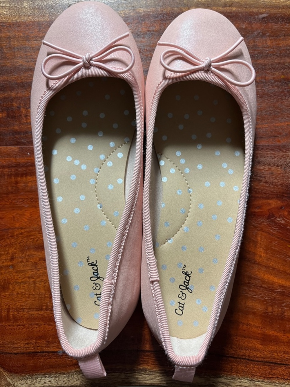 Cat & Jack Girls Blush Pink Bow Ballet Flats